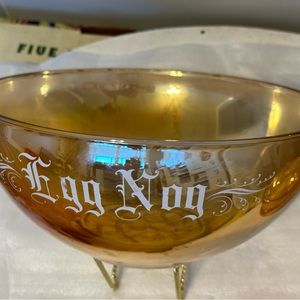 Vintage  Marigold Carnival Glass Egg Nog Set 7pc.